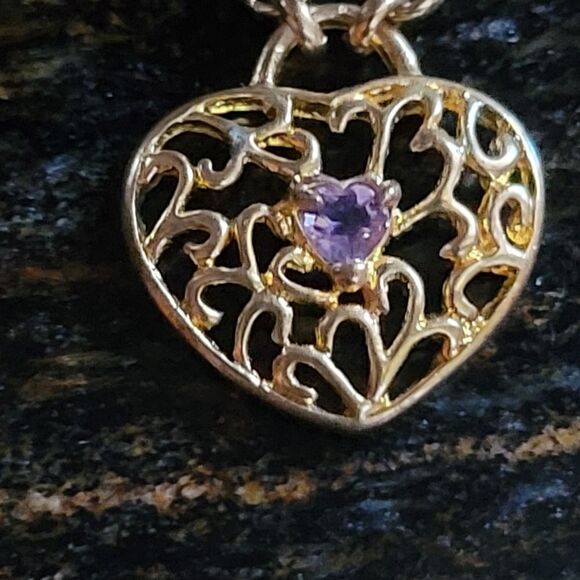 💍Goldtone Bracelet With Heart Charm Pink Stone Vintage - Picture 1 of 6